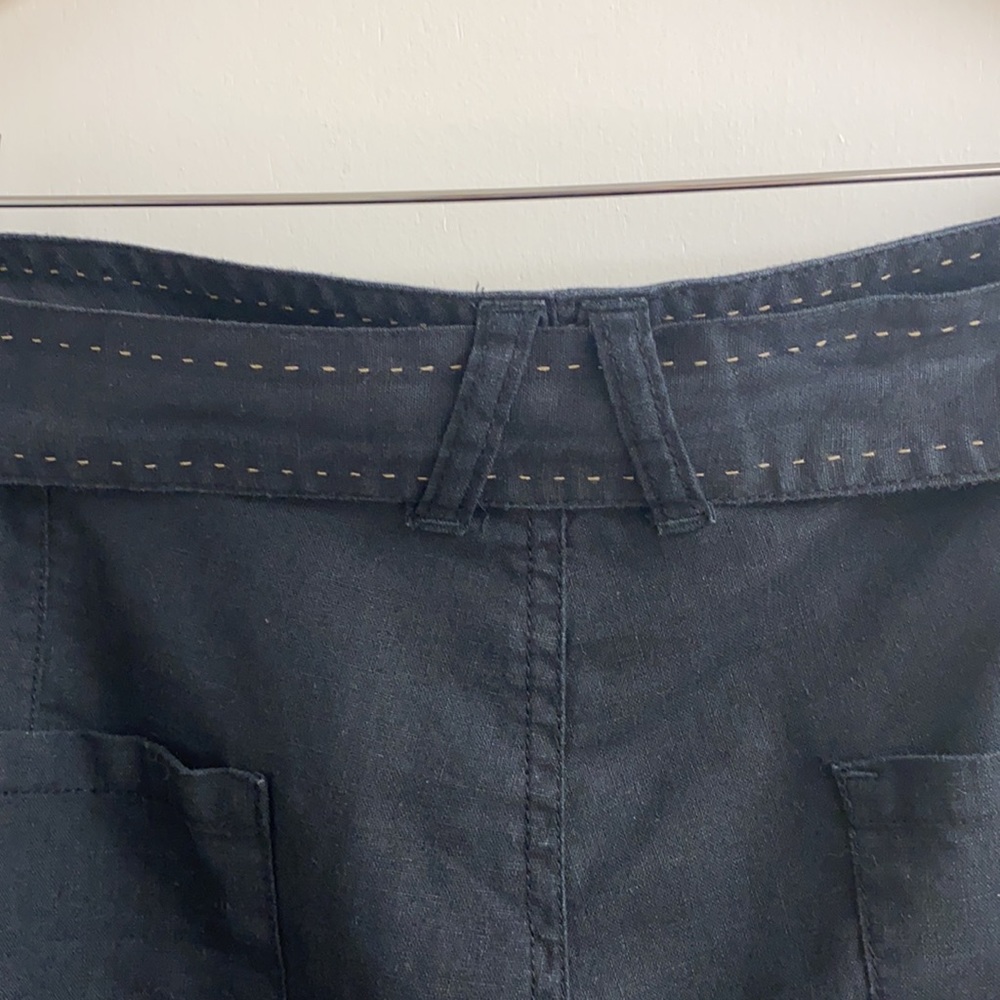 Women’s linen/cotton black crop pants zip fly 16 - Picture 5 of 6
